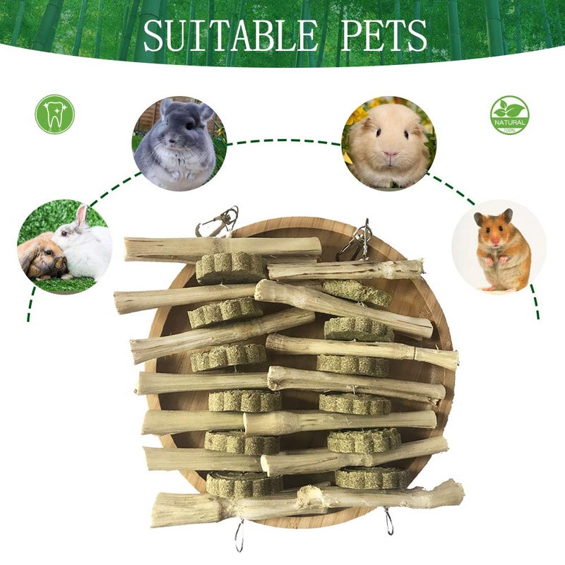 kathson Guinea Pig Treats Hanging Bunny Chew Toys for Teeth Grinding, Organic Bamboo Sticks Natural Rabbit Enrichment Toys for Small Animals Hamster Chinchilla 2 Pack - Image 4